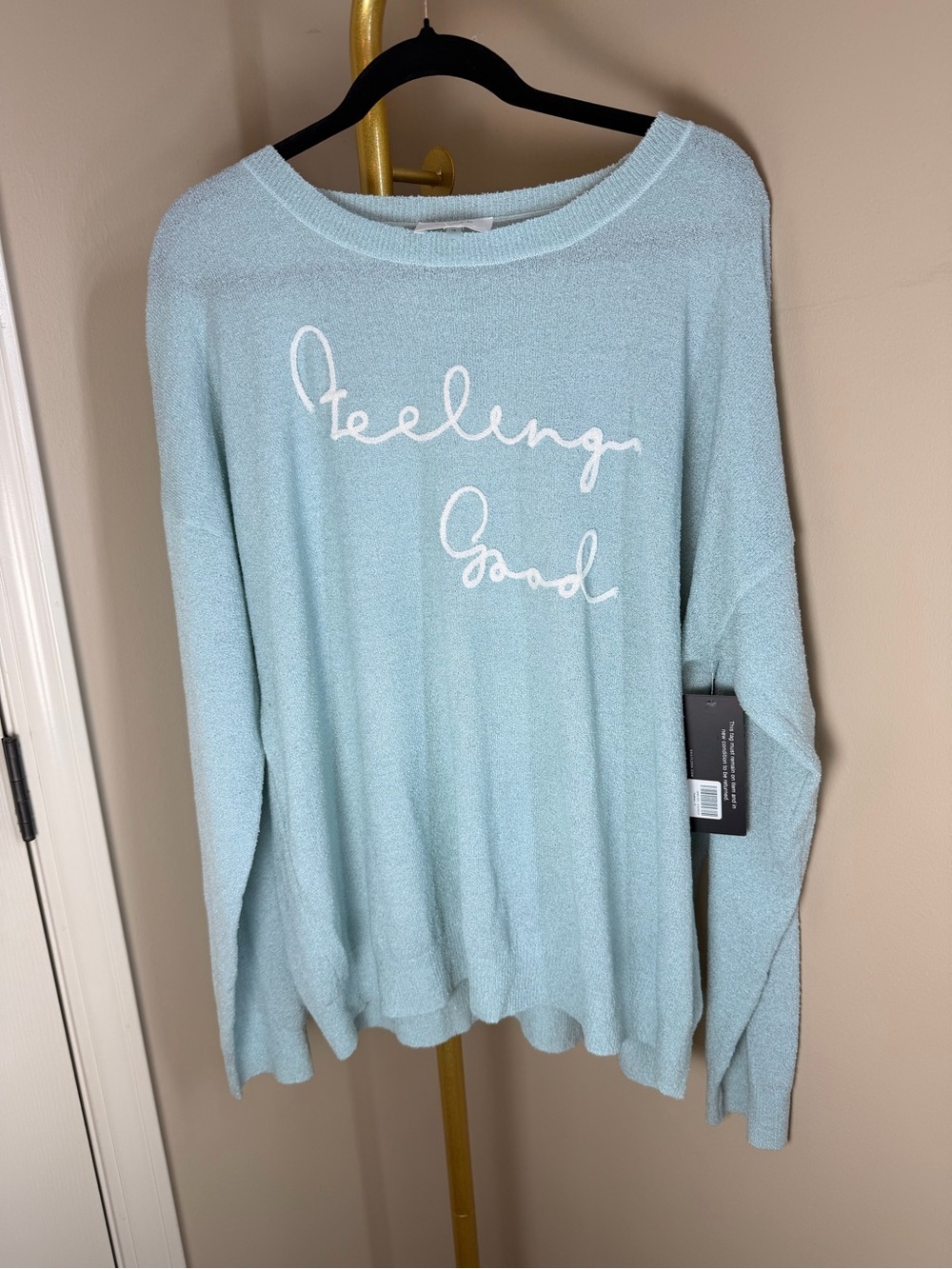 NWT Korye Feeling Good Lightweight Sweater 1X Mint Blue Soft Knit